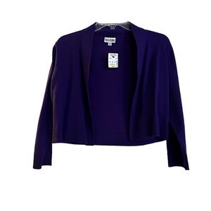 NWT Purple, crop, 3/4 length sleeve, light weight cardigan Size Small